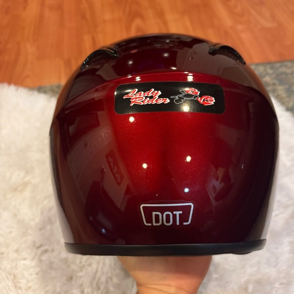 Burgundy Motorcycle Helmet With Harley Decals - Picture 3 of 8